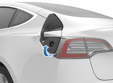 vehículo con abertura del puerto de carga.