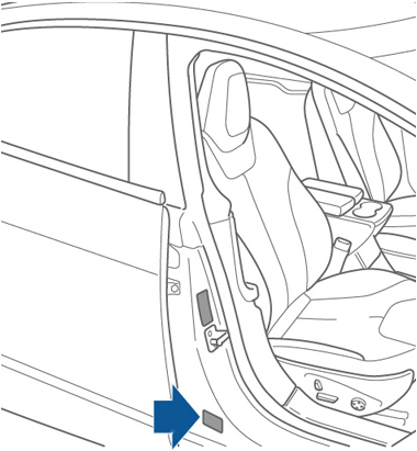 Arrow pointing to the label on the door pillar.