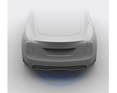 车辆后部，带辐射状蓝色线条