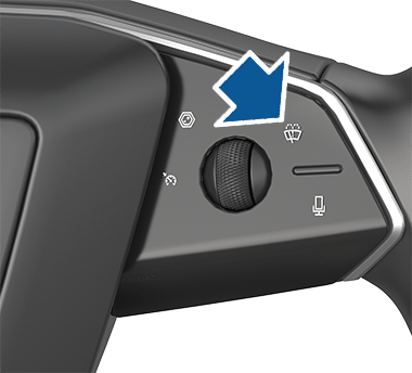 Blue circle with arrows up and down next to a column of wiper icons