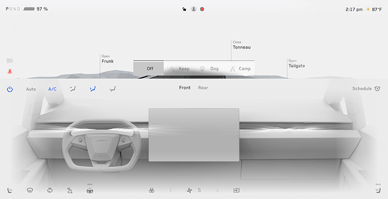 Écran tactile avec commandes de climatisation
