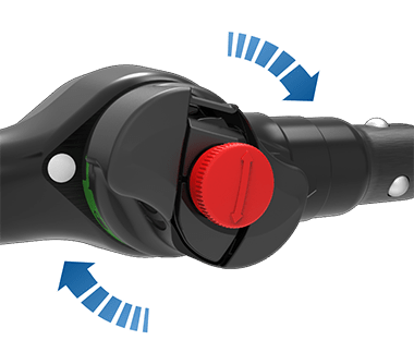 Image du barillet de verrouillage avec des flèches indiquant de le tourner dans le sens des aiguilles d'une montre.