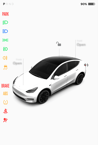 Vehicle touchscreen with icons