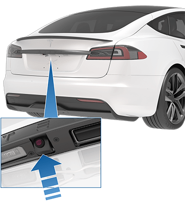 车辆后部，放大显示后摄像头。