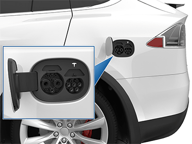 打开充电接口的车辆。