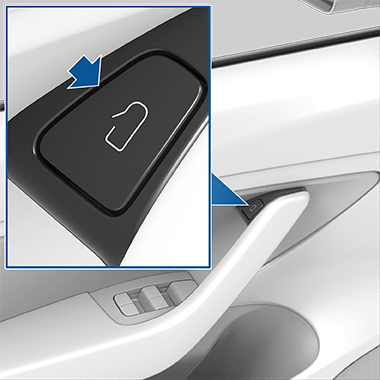 an arrow pointing to the open door button