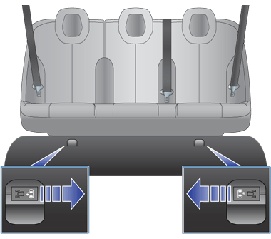 Mechanical release cable shown with arrow showing to pull it.