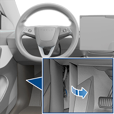 Zoombox of the cover being released in the footwell area.