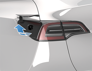 充電口打開的車輛。