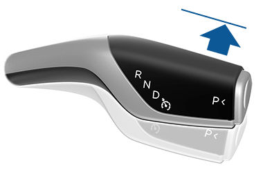 Slika obvolanske ročice za vožnjo s puščico, usmerjeno gor.