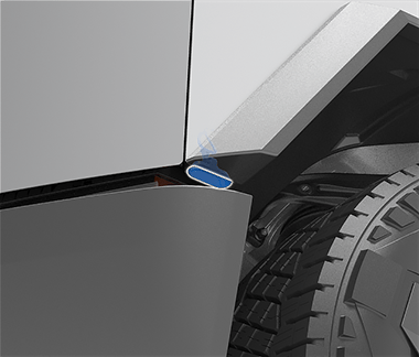 Front of vehicle shown with the front trunk access terminal highlighted.