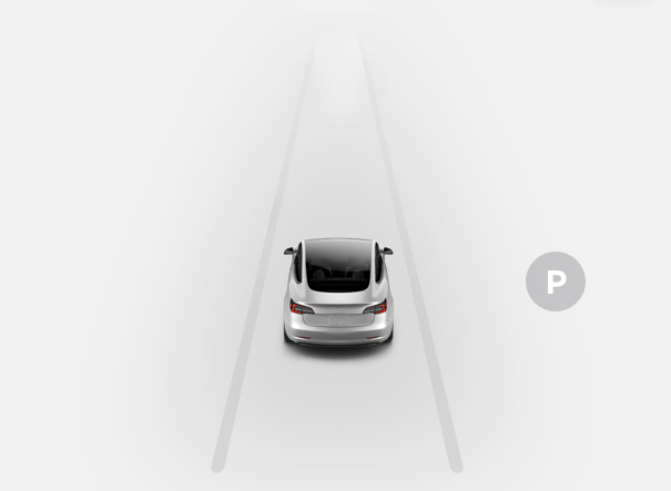 ภาพหน้าจอของจุดที่อาจจะเป็นช่องจอดรถที่แสดงขึ้นด้วยไอคอน