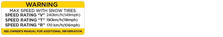 Sticker met maximale snelheden voor verschillende winterbanden