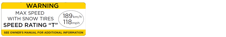 Mærkat med maks. hastighedsangivelse for forskellige vinterdæk