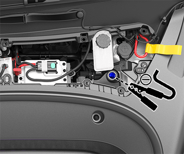 Negatives Kabel der Niederspannungsversorgung, mit negativer Klemme verbunden.
