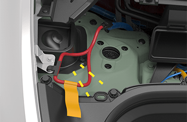 First responder loop with two dashed yellow lines crossing a red wire and a pair of wire cutters