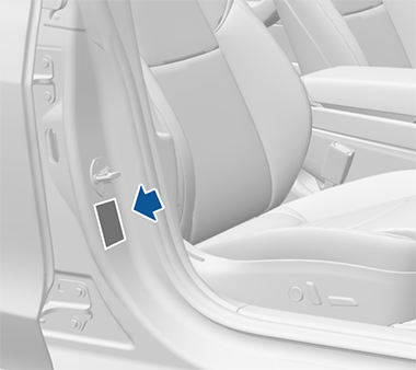 Arrow pointing to the label on the door pillar.