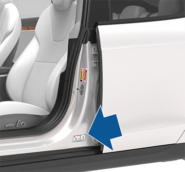 Arrow pointing to the label on the door pillar.