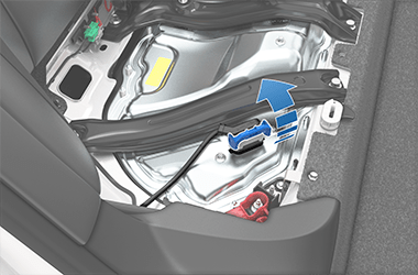 Flecha que muestra cómo se tira del brazo de palanca gris hacia arriba