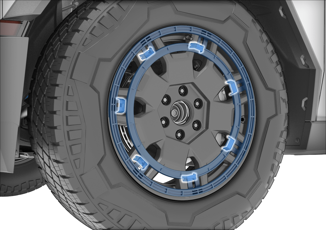 La roue avec l'anneau de montage inséré