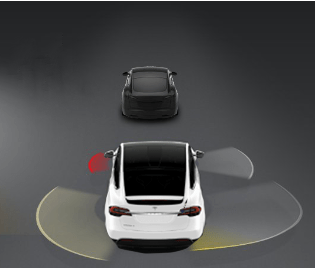 Captura de pantalla de líneas proyectadas que muestran la detección de un objeto.