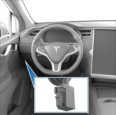 Gros plan sur le connecteur au niveau de l'espace pour les jambes exposé.