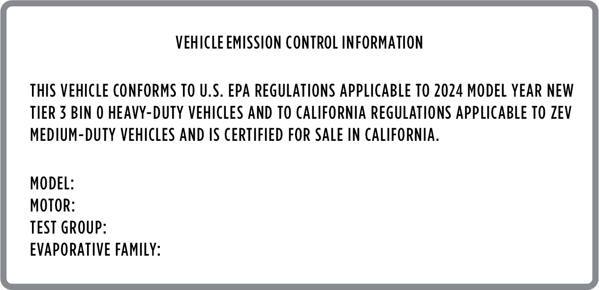 Example of emission control label.