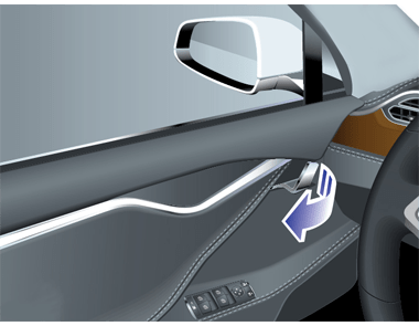 een pijl die aangeeft hoe de deur geopend moet worden