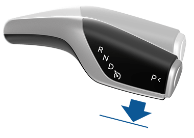 Slika obvolanske ročice za vožnjo s puščico, usmerjeno dol.