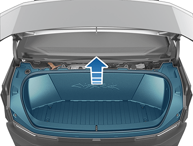Open powered frunk with the six bolts that hold the lining in place highlighted