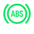The word ABS within an amber circle