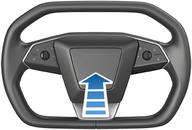 Steering wheel with an arrow pointing to the center pad.