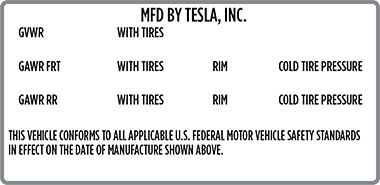 An example of a Vehicle Certification label
