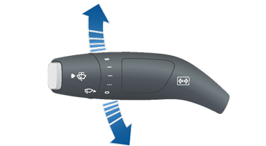 Fjernlysforlygtearmen med pile, der peger op og ned