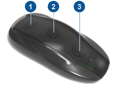 Tesla 遥控钥匙，带 3 个标注