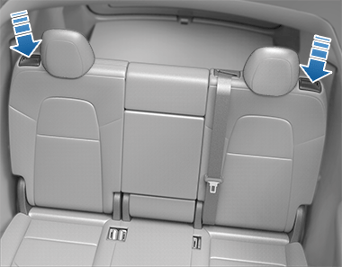 Two arrows each pointing to a button on the outside of the second row seats